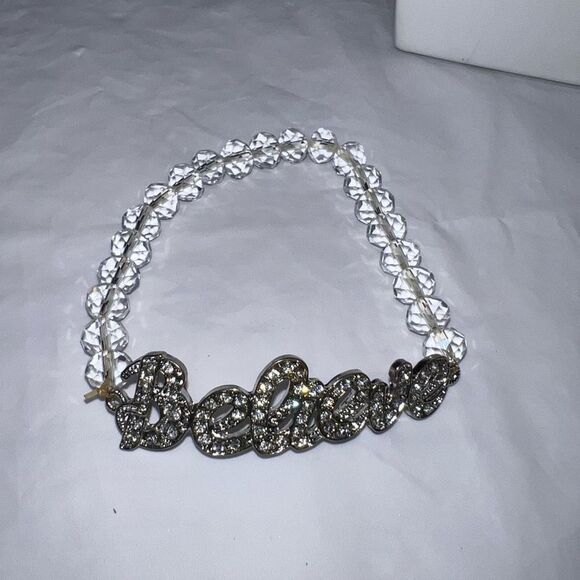 Faceted Bead Crystal “Believe” Stretch Bracelet - Picture 6 of 8
